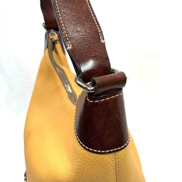 Dooney & Bourke Large Shoulder Hobo Bag In Yellow Pebble Leather H2 681917 - Picture 15 of 16